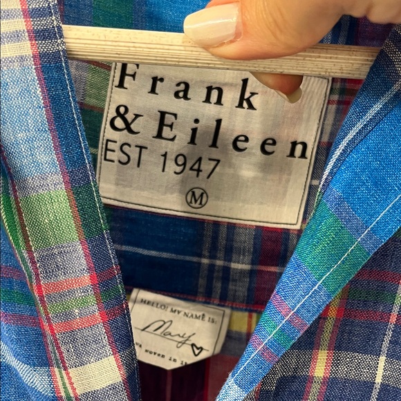 Frank & Eileen Multicolor Plaid Dress-Mary-100%Linen-Size M - Picture 3 of 10